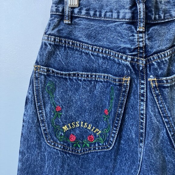Vintage Lee Cooper Jeans Womens Floral Embroidered High Rise Acid Wash 90s - Picture 3 of 11